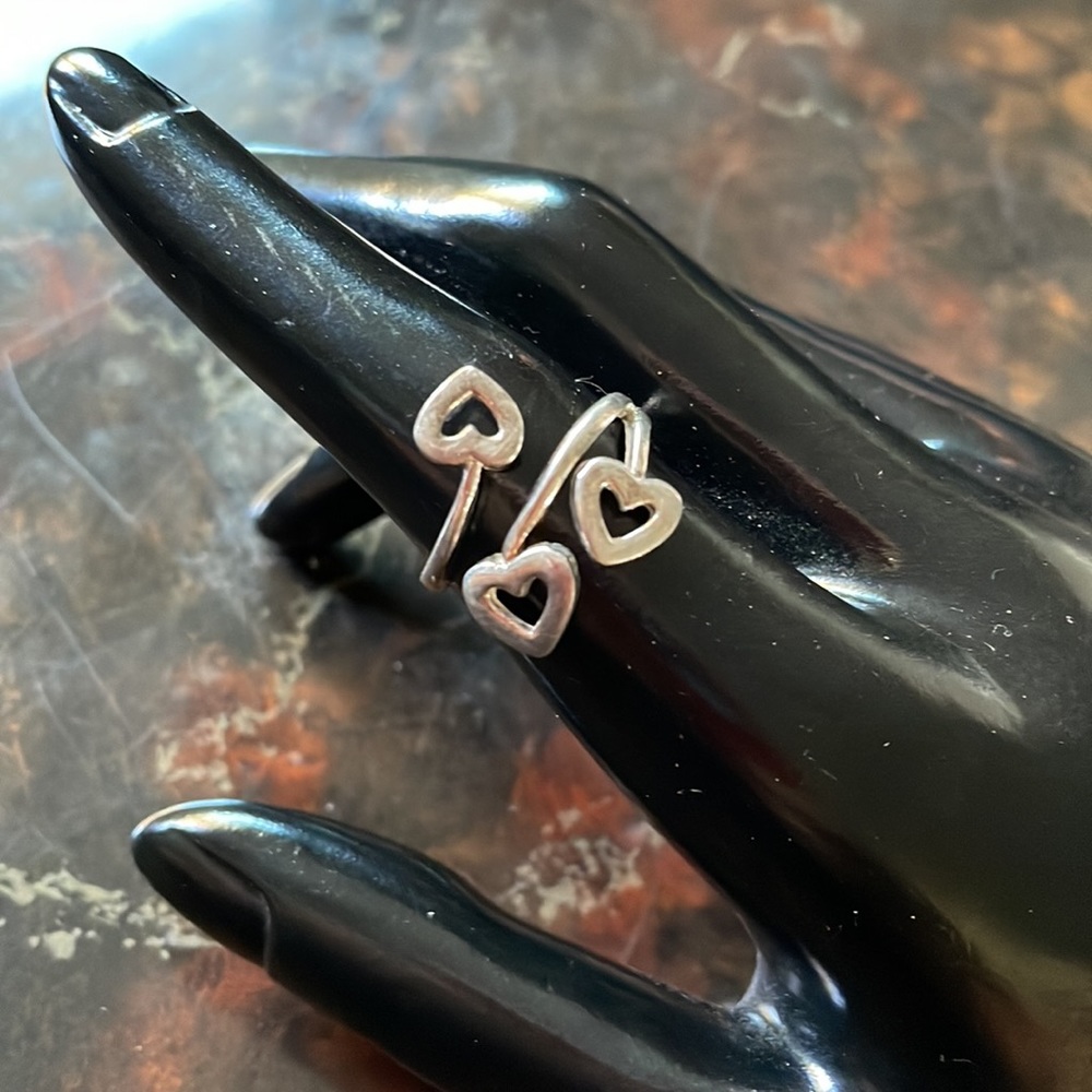 🌞 Triple-hearts love silver ring